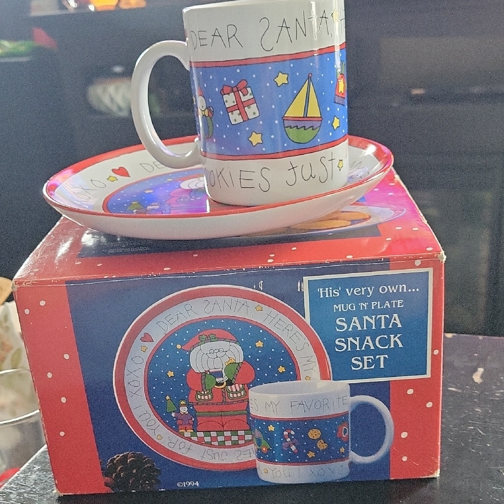 Kids Santa Snack Set Mug and Plate,Like New